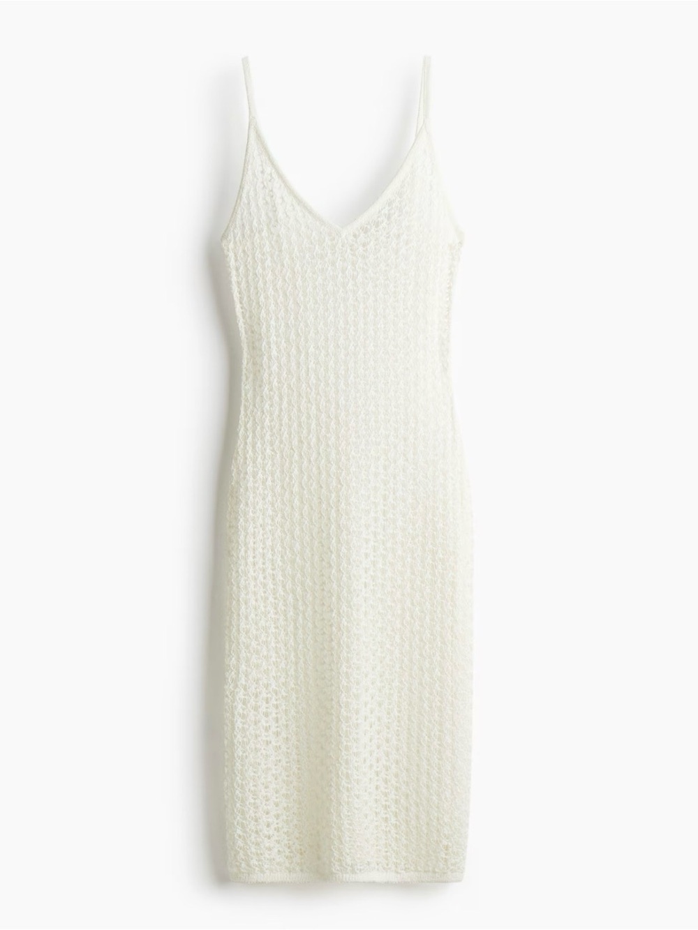 H&M White Crochet Knit Swim Coverup Midi Dress New Without Tags